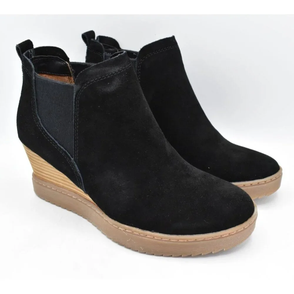 Sofft Womens Size 11 Samaya‎ Black Suede Wedge Booties Boots Shoes